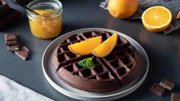 Gofry brownie z konfiturą pomarańczową