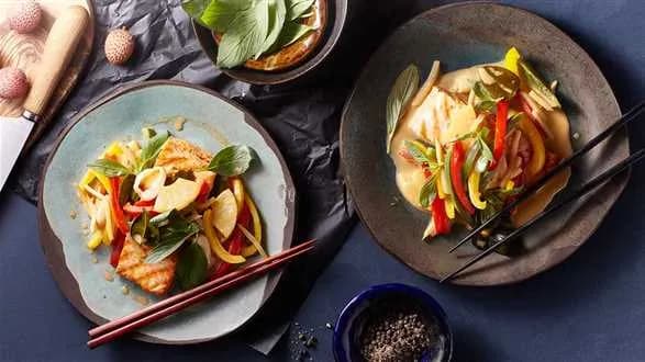 Tajski łosoś curry w mleczku kokosowym